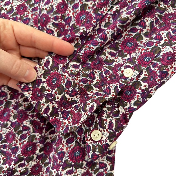 Duluth Trading Co. Womens XL Floral Button Down Tunic Shirt Burgundy Purple - Picture 8 of 10